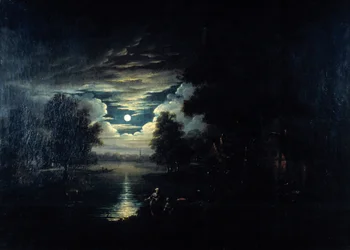 Luna reflejada en un lago, siglo XVII