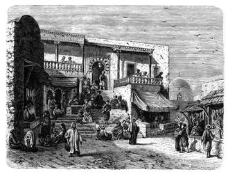 Café moro en Sidi Bou Said, Túnez, hacia 1890