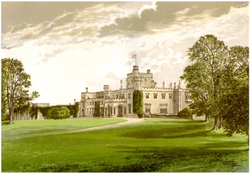 Moreton Hall, Cheshire, hogar de la familia Ackers, c. 1880