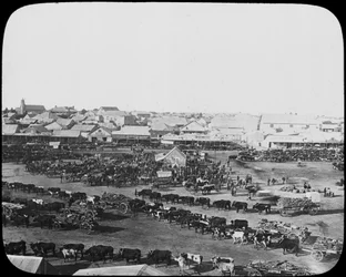 Mercado matutino, Kimberley, Sudáfrica, c1890