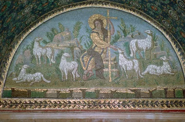 Mosaico de Cristo el Buen Pastor, siglo V a.C.