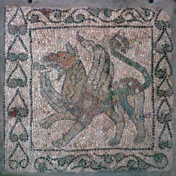 Mosaico de un grifo en la iglesia de San Giovanni Evangelista, siglo XIII