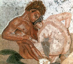 Mosaico de un sátiro y una ninfa, Casa del Fauno, Pompeya, Italia