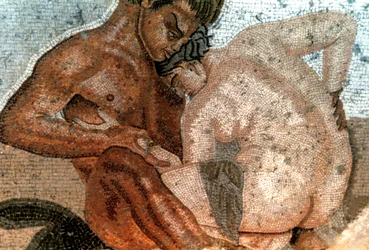 Mosaico de un sátiro y una ninfa, Casa del Fauno, Pompeya, Italia