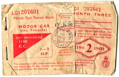 Libro de racionamiento de combustible, 1957