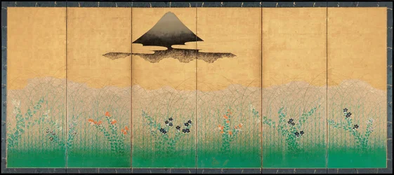 Monte Fuji y la luna, ca 1760