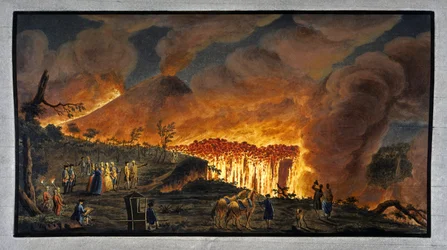 Erupción del Monte Vesubio de noche, Reino de Nápoles