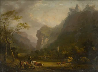 Valle de Montaña con Grupo Figural en el Primer Plano