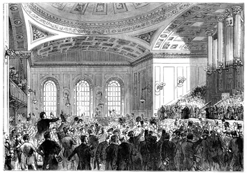 Mr Gladstone dando su discurso como Lord Rector de la Universidad de Edimburgo, 1859-1865