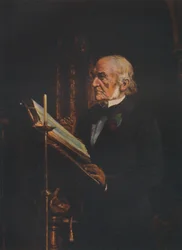 Mr Gladstone leyendo la lección en la Iglesia de Hawarden, c1890s, 1941