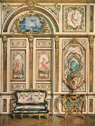 Decoración mural en el Palacio de Fontainebleau, Francia, 1928