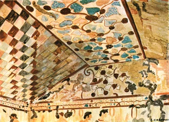 Pintura mural en la Tumba con el Banquete Tomba del Triclinio, Tarquinia, Italia, 1928