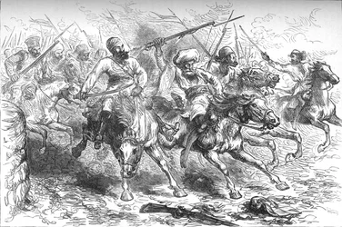 Amotinados avanzando sobre Delhi, c. 1880