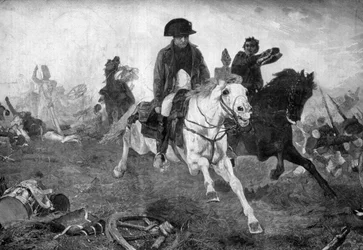 Napoleón Bonaparte al final de la batalla de Waterloo, 18 de junio de 1815
