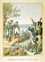 Napoleón y Massena en la Isla de Lobau, mayo 1809, siglo XIX