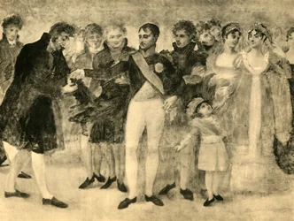 Napoleón decorando a David en el Salón del Louvre, París, 1808, 1921