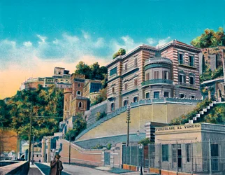 Nápoles - Corso Vittorio Emanuele, Hotel Bertolini y Funicular Vomero, c1900