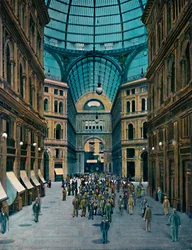 Nápoles - Interior de la Galería Umberto I, c. 1900
