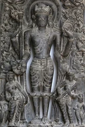 Museo Nacional de India, Delhi. Vishnu. Pala, siglos IX-X d.C. India Oriental. Piedra. Detalle. India.