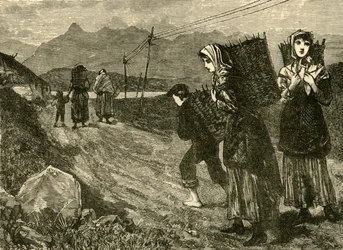 Nativos yendo por turba, 1898