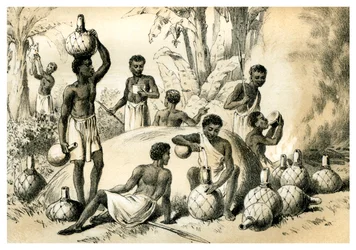 Nativos haciendo Pombe, 1883