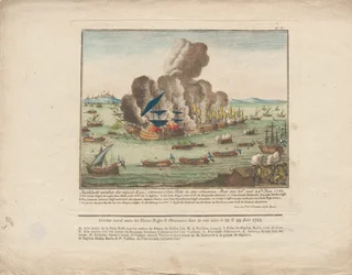 Batalla naval entre las flotas rusa y otomana en el mar Negro el 28 y 29 de junio de 1788, 1788.