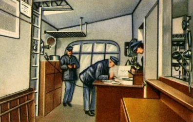 Sala de navegación a bordo de un zepelín, 1932