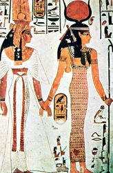 Nefertari e Isis, pintura mural del antiguo Egipto de una tumba tebana, siglo XIII a. C.