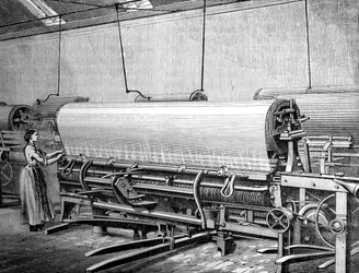 Telar de red en la fábrica de Stuarts, c1880