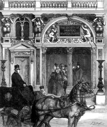 Nueva entrada a la galería de la Sociedad de Pintores, Pall Mall East, Londres, 1875