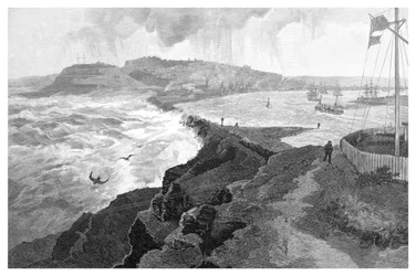 Newcastle, desde Nobbys Head, Nueva Gales del Sur, Australia, 1886