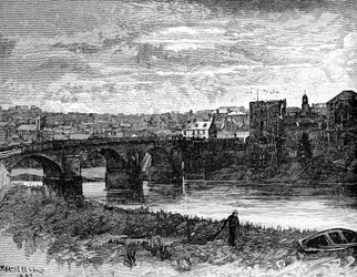 Castillo y puente de Newport, Newport, Gales, 1900