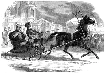 Nicolás I 1796-1855, Emperador de Rusia, en su droshky, San Petersburgo, 1853