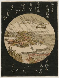 Lluvia nocturna en el pino Karasaki de la serie Ocho vistas de la provincia de Omi