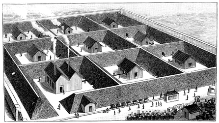 Planta de procesamiento de nitroglicerina, fábrica de explosivos, Val Bormida, cerca de Cengio, Italia, 1888