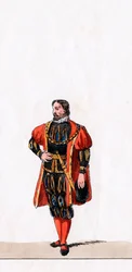 Noble, diseño de vestuario para la obra de Shakespeare, Enrique VIII, siglo XIX