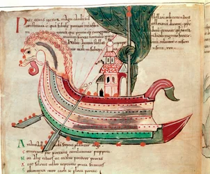 Barco nórdico con cabeza de dragón, siglo X