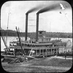 Vapor de paletas de la Northern Line Packet Company, Lago Superior, EE.UU., c1870s