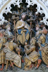 Cerca norte del coro. Escena de la vida de San Juan Bautista. Alto relieve del extremo norte (1531). Catedral de Amiens, Amiens, Francia