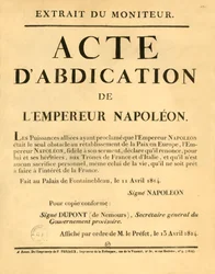 Aviso anunciando la abdicación del Emperador Napoleón, 11 de abril de 1813, 1921