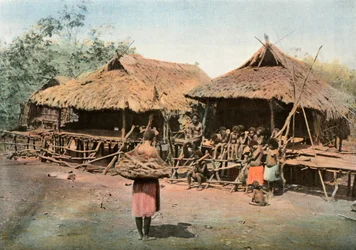 Nueva Guinea. Karapuna. Aldea indígena, Papúa Nueva Guinea. Karapuna. Aldea nativa, 1900