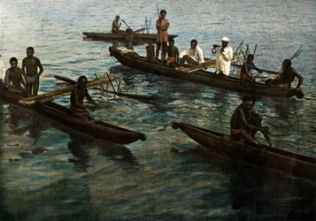 Nueva Guinea. Piraguas Papúes, Papúa Nueva Guinea. Piraguas Papúes, 1900