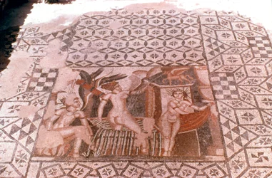 Ninfas, mosaico romano, Volubilis, Marruecos