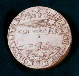 Anverso de una medalla conmemorativa del brillante cometa de 1577