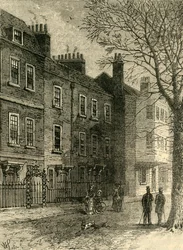 Casas antiguas en Church Row, c1876