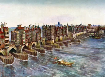 Puente de Londres antiguo, alrededor de 1630, c1900-1920