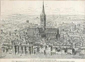 La antigua Catedral de San Pablo, Ciudad de Londres, 1540 c. 1883-1885