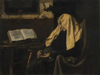 Anciana dormida, mediados del siglo XIX