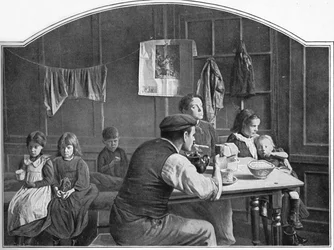 Habitación antigua en Slumland, Londres, c1900 1901