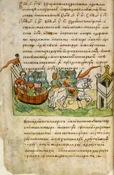 Campaña de Oleg de Nóvgorod contra Constantinopla del Códice Radziwiłł, siglo XV